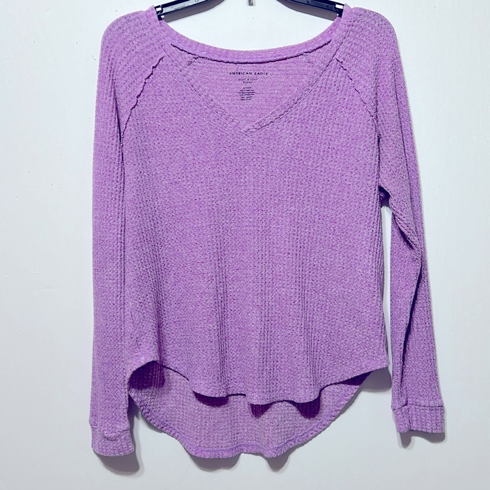 American Eagle Outfitters Purple V-Neck Sweater